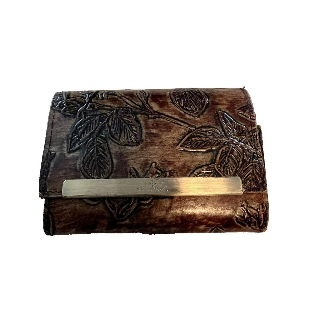 Patricia Nash Barkleaves Embossed Leather Trifold Wallet
